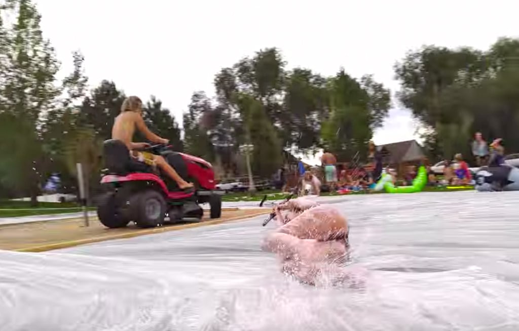 lawn mower slip and slide